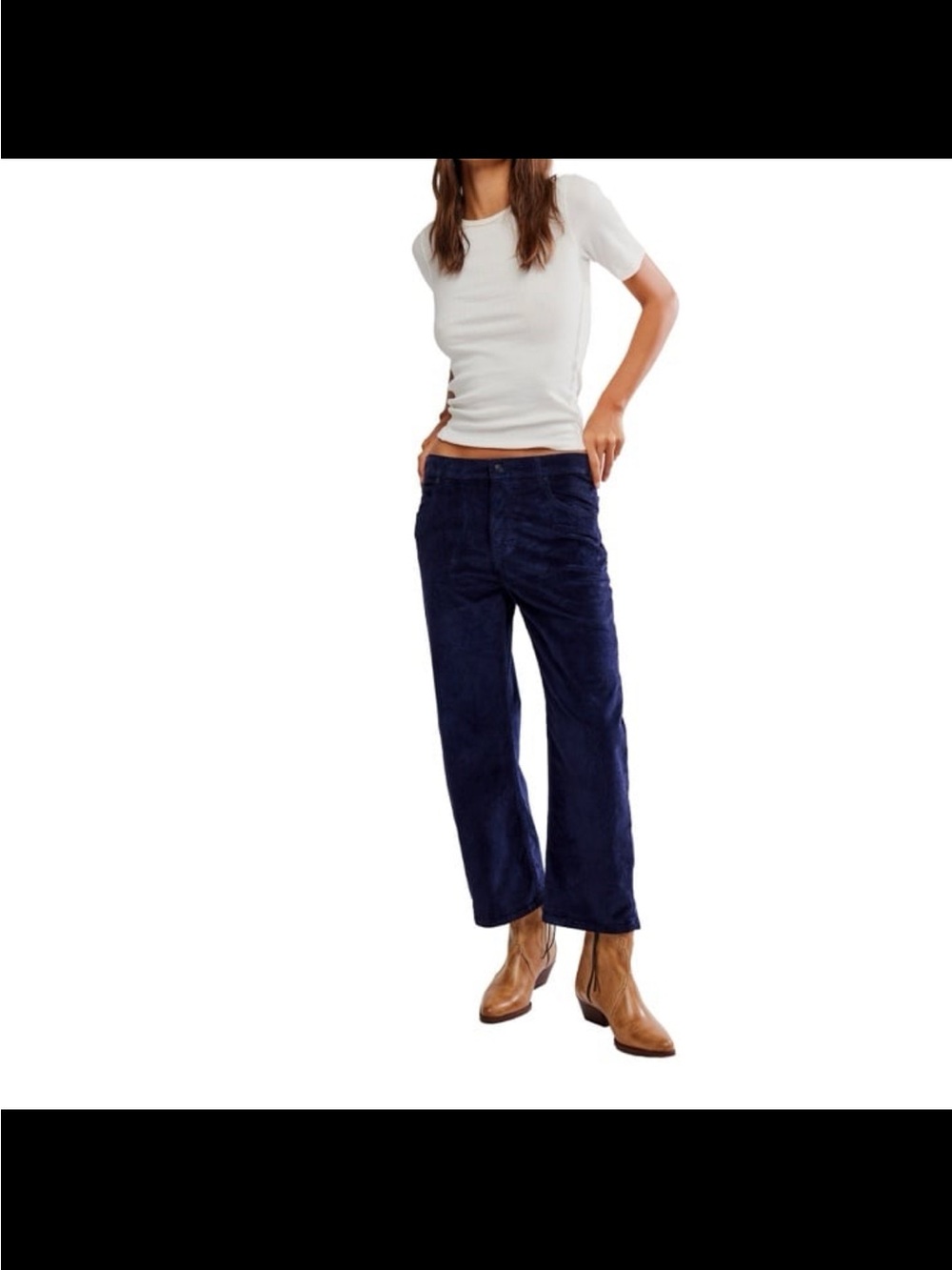 NWT free people women’s deep trance low rise corduroy jeans navy size 30